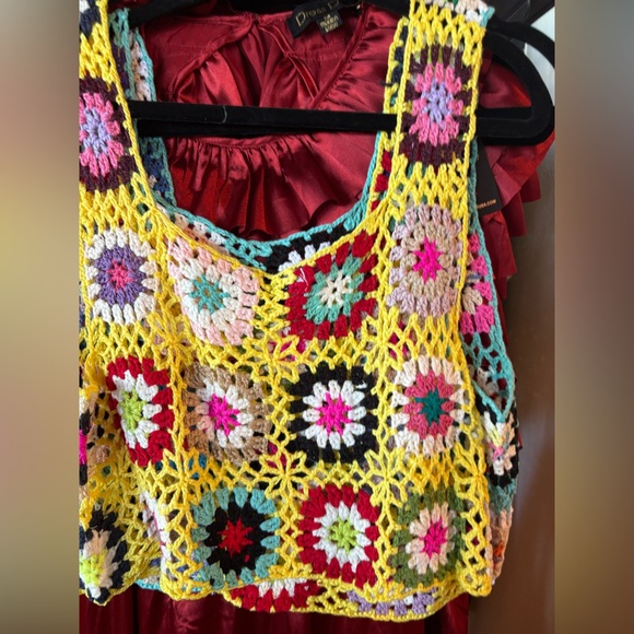 NWT Miss Sparkling Crochet Patchwork Crop Top. Available in S, M, L. - Picture 2 of 5